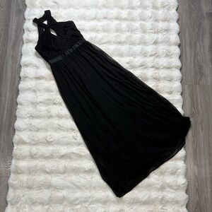 Betsey & Adam halter keyhole pleated gown in black - 6